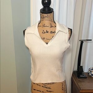 Old Navy White Ribbed Sleeveless Blouse